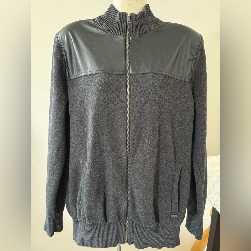 Guess Black and Gray Zip-Up Jacket, Large